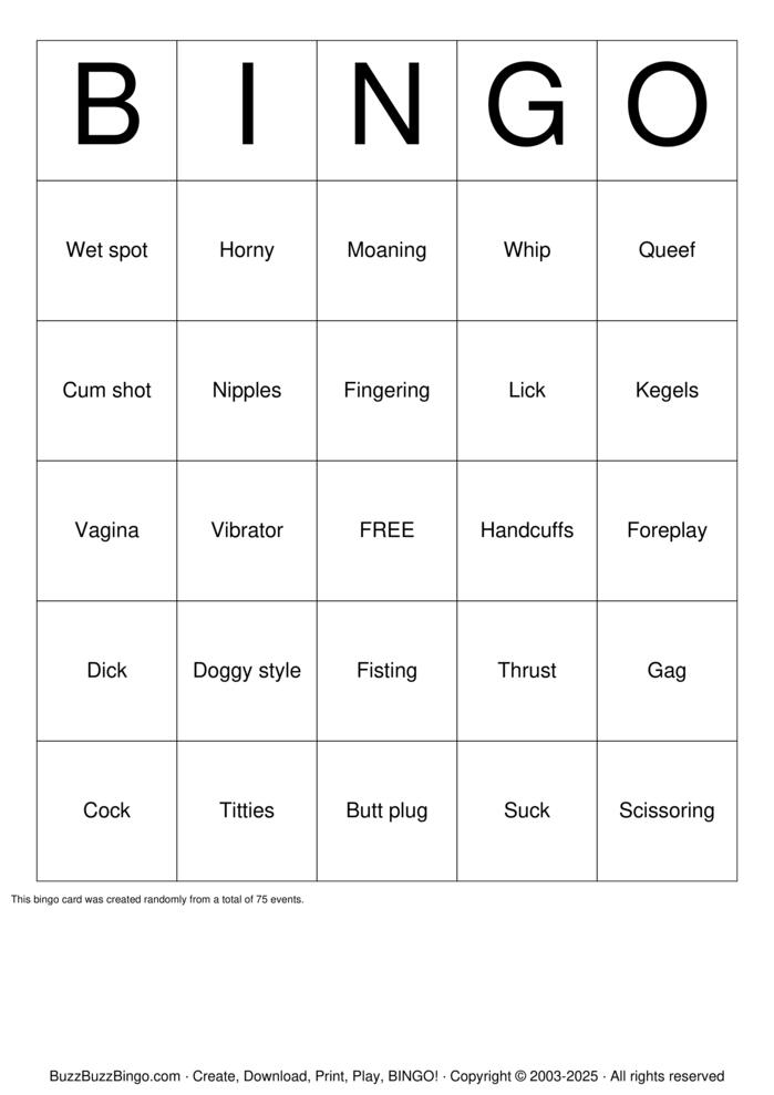 Download Free Naughty Bingo Cards