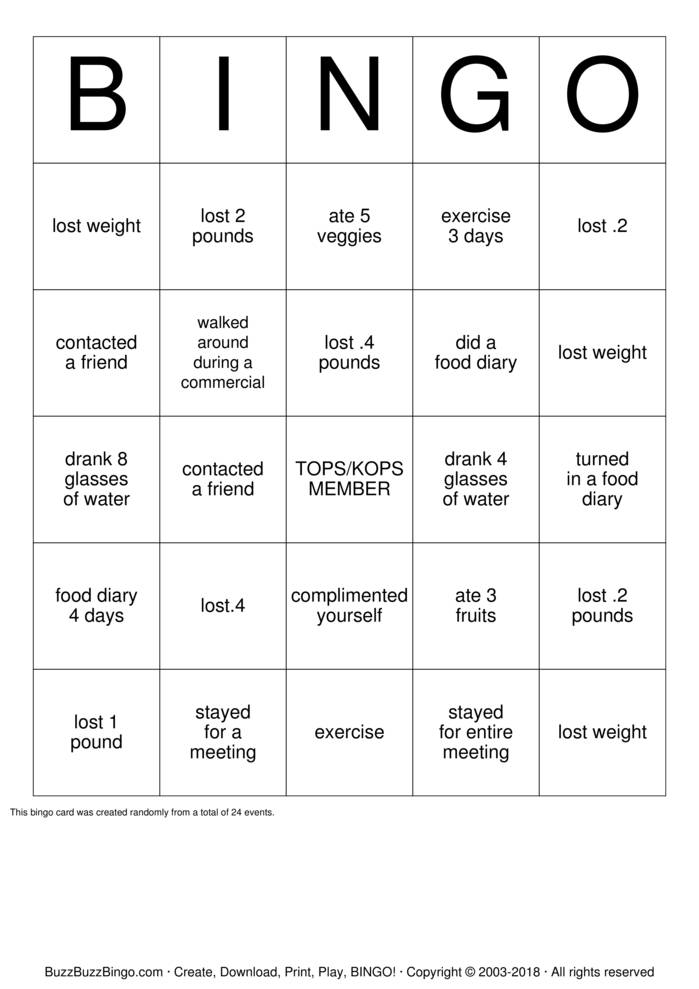 Download Free TOPS BINGO Bingo Cards Download Free TOPS BINGO Bingo Cards