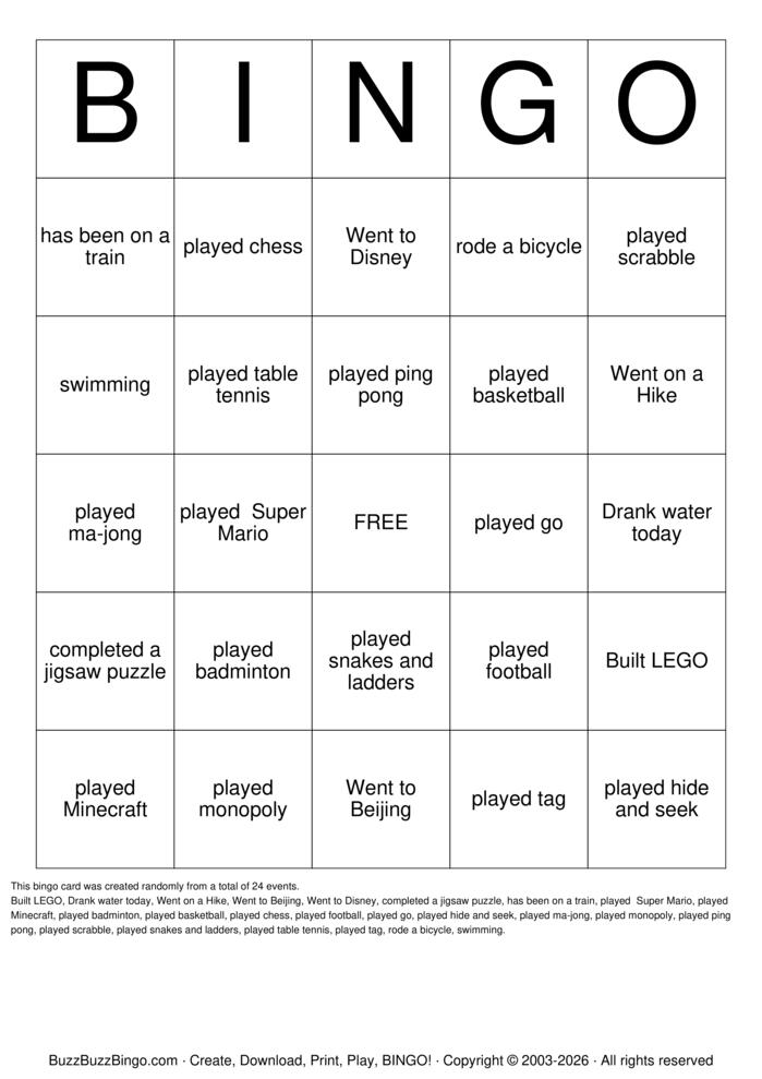 Download Free Virtual BINGO Bingo Cards Download Free Virtual BINGO Bingo Cards