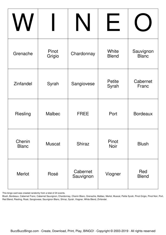 Download Free WINEO Bingo Cards