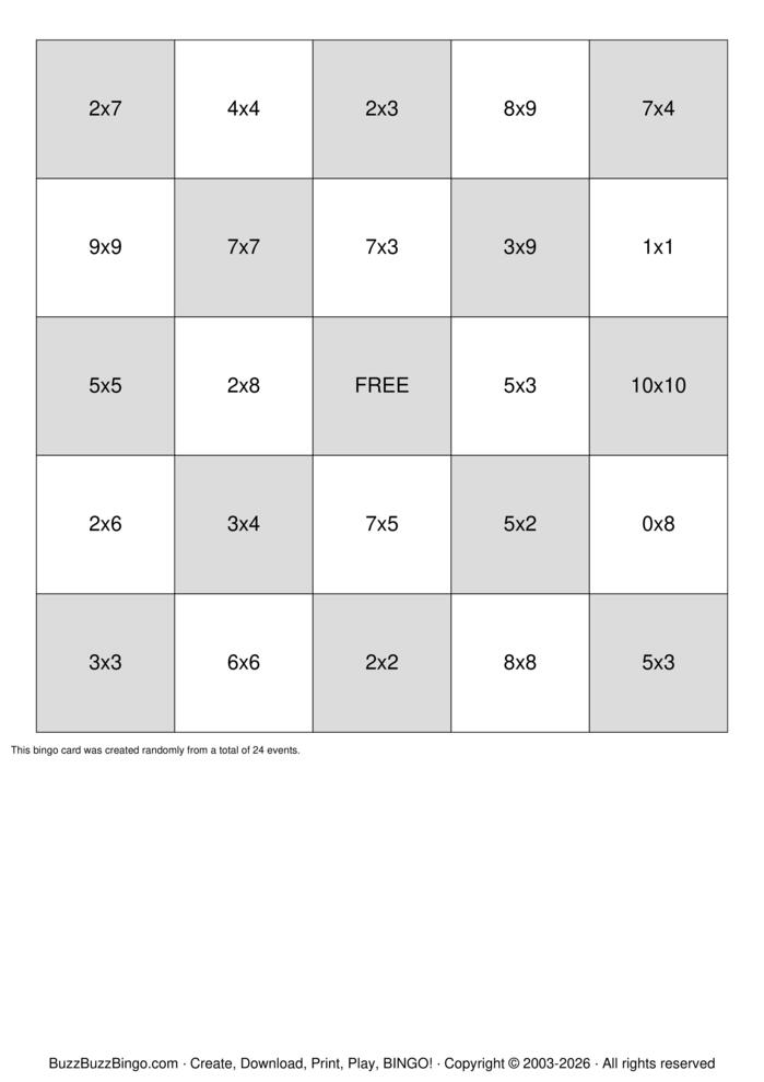 Download Free 7x7 Bingo Cards Download Free 7x7 Bingo Cards