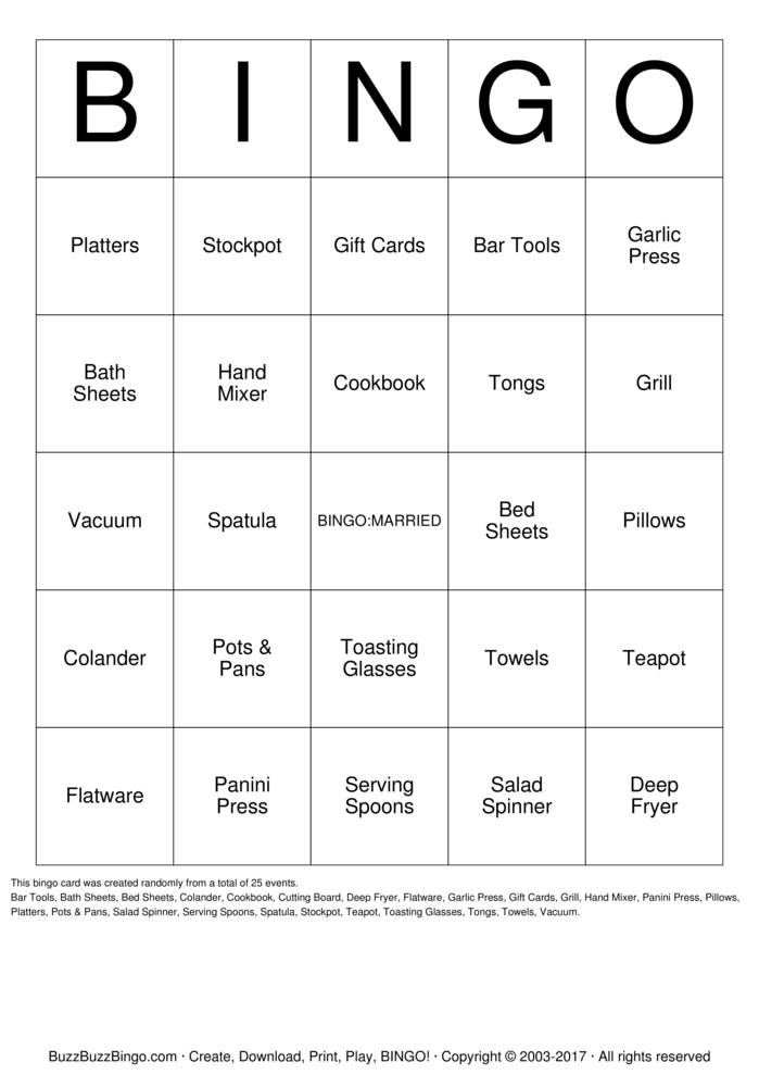 Bridal Shower Bingo Cards to Download, Print and Customize!