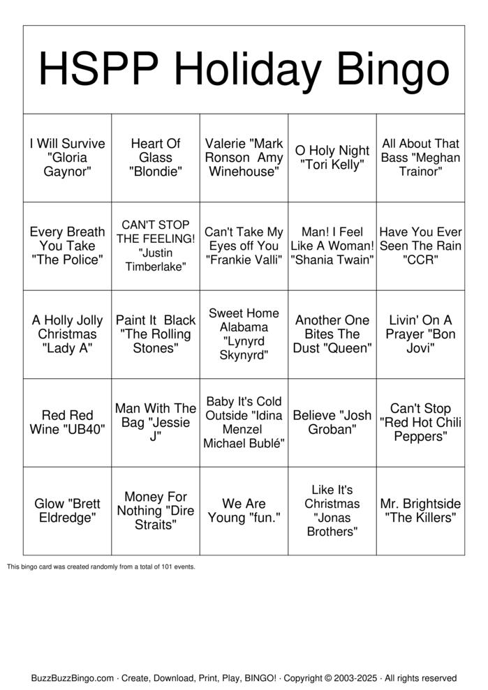 Download Free Custom Bingo Cards