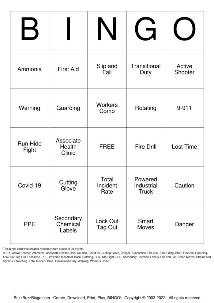 Download Free FK Safety Bingo Cards