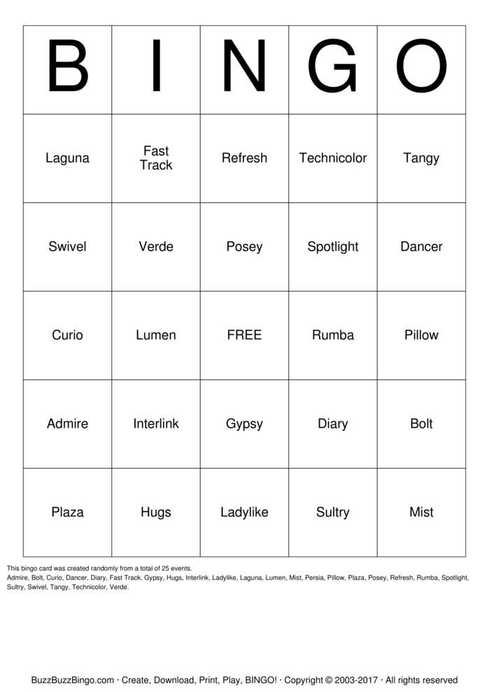 Download Free Lia Sophia BLINGO Bingo Cards