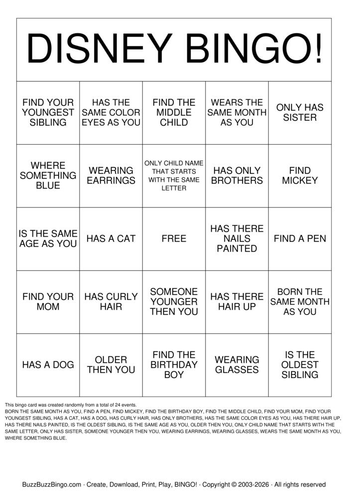 Download Free Mickey Mouse Bingo Cards