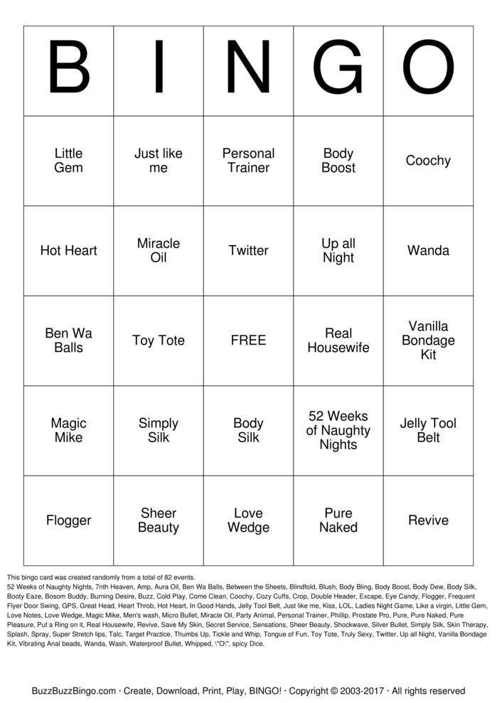 Naughty Bingo Bingo Cards to Download, Print and Customize!