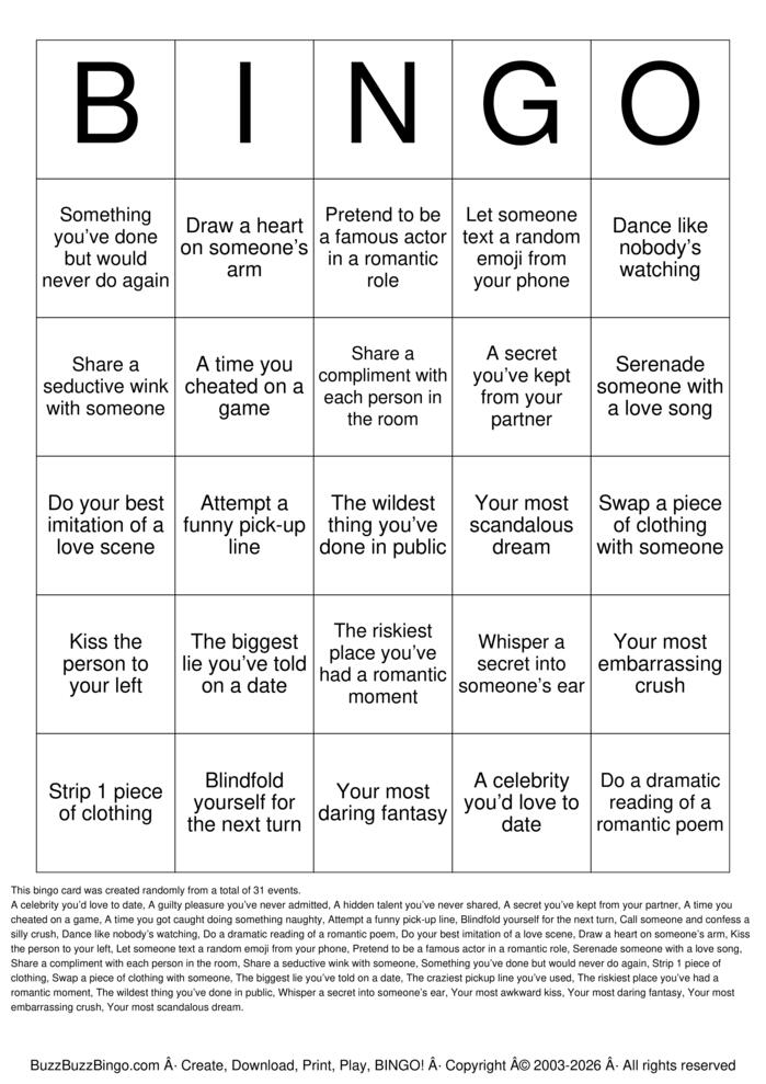 Download Free Naughty Truth or Dare Bingo Cards Download Free Naughty Truth or Dare Bingo Cards