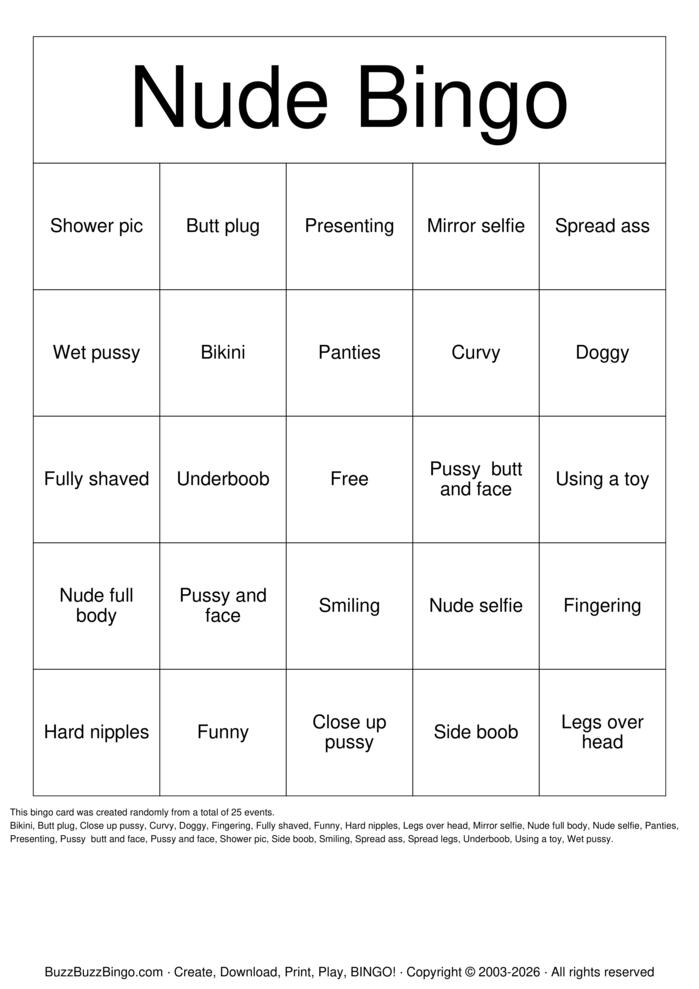 Download Free Nude Bingo Bingo Cards Download Free Nude Bingo Bingo Cards