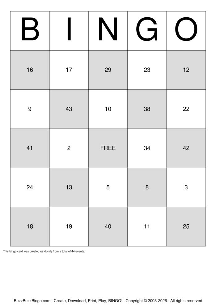 Download Free Numbers 1-35 Bingo Cards Download Free Numbers 1-35 Bingo Cards