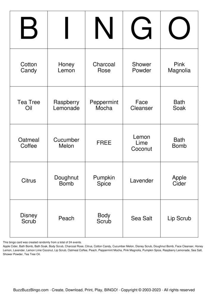 Download Free SKIN CARE Bingo Cards Download Free SKIN CARE Bingo Cards