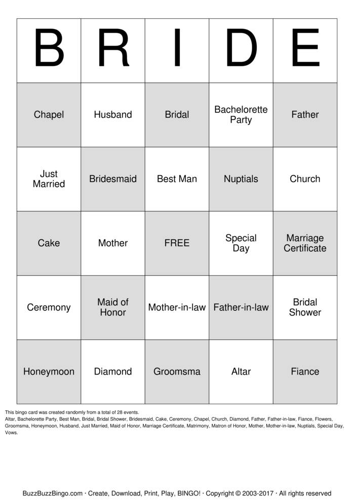 Bridal Shower Bingo Cards to Download, Print and Customize!