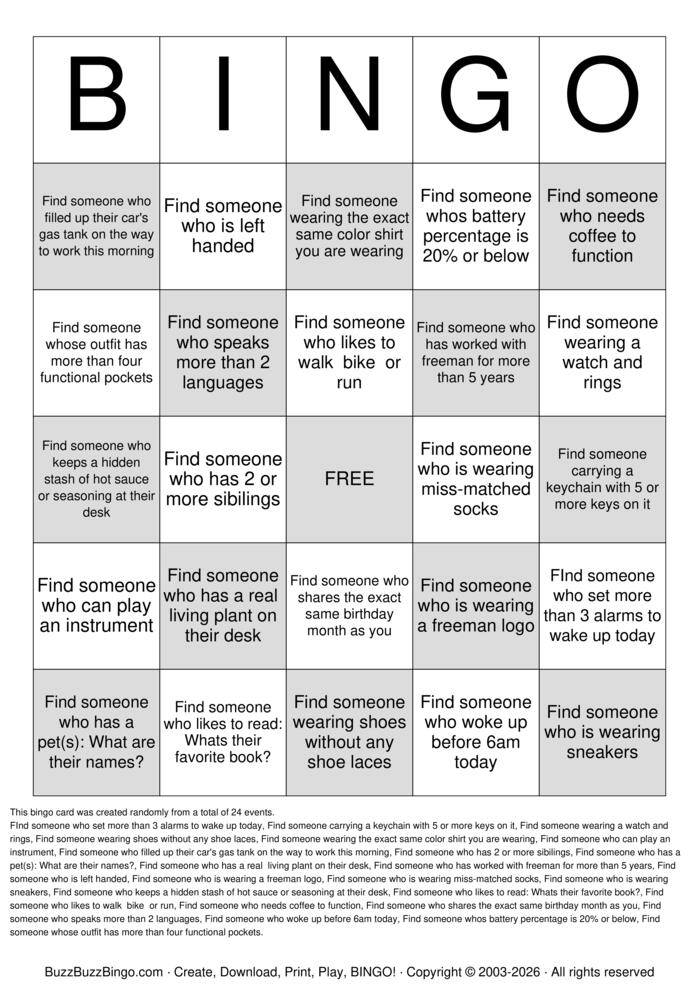 Download Free Custom Bingo Cards