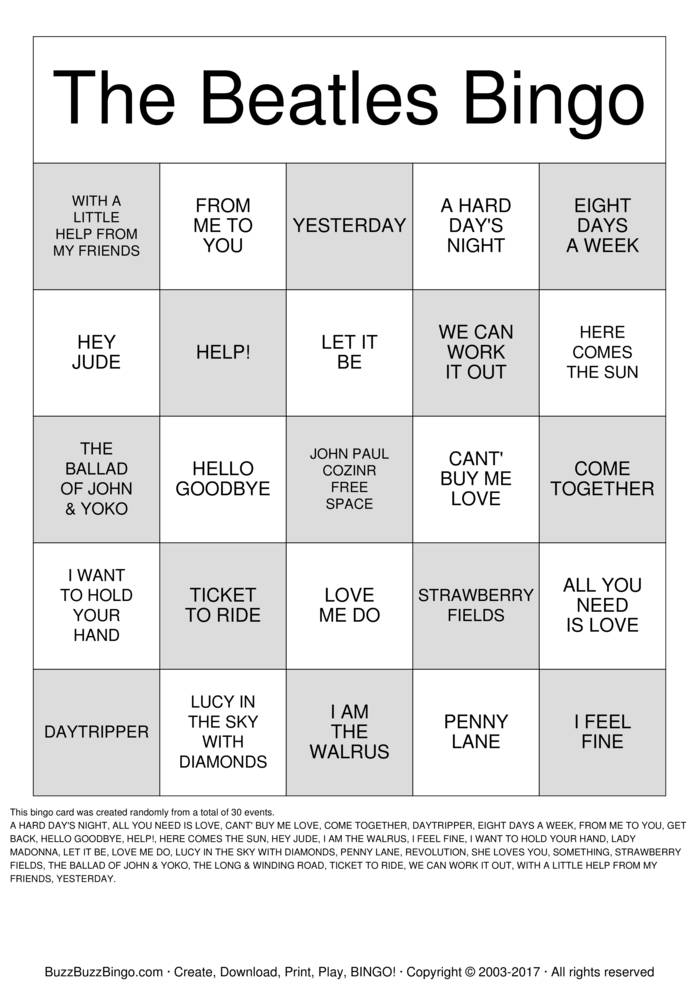 Custom Bingo Cards to Download, Print and Customize!