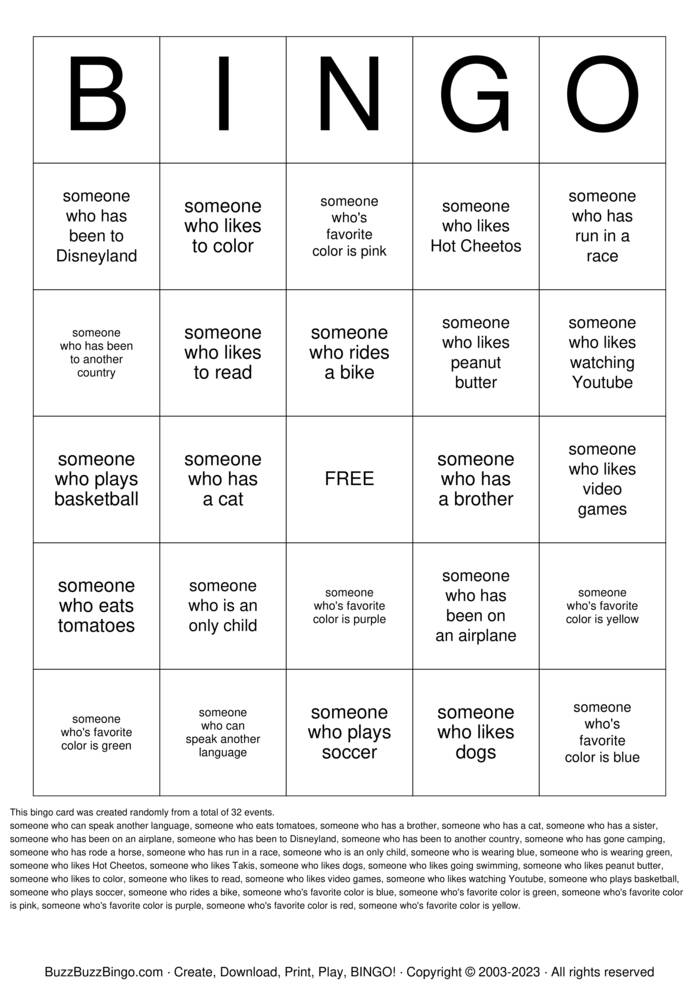 Friendship Bingo Bingo Cards to Download, Print and Customize!