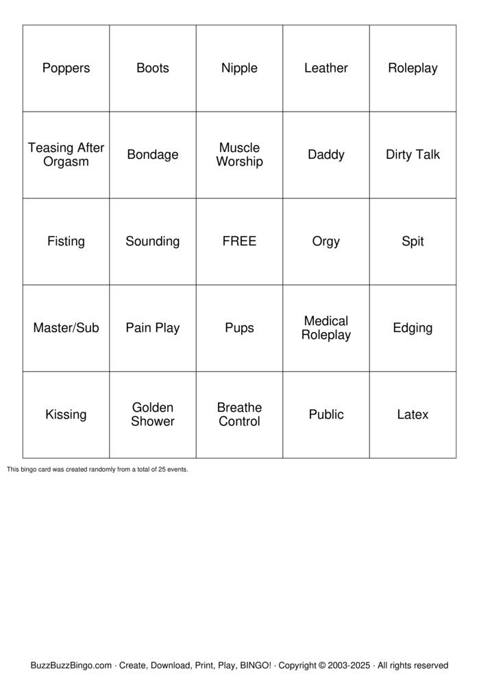 Download Free Gay Kink Bingo Bingo Cards Download Free Gay Kink Bingo Bingo Cards
