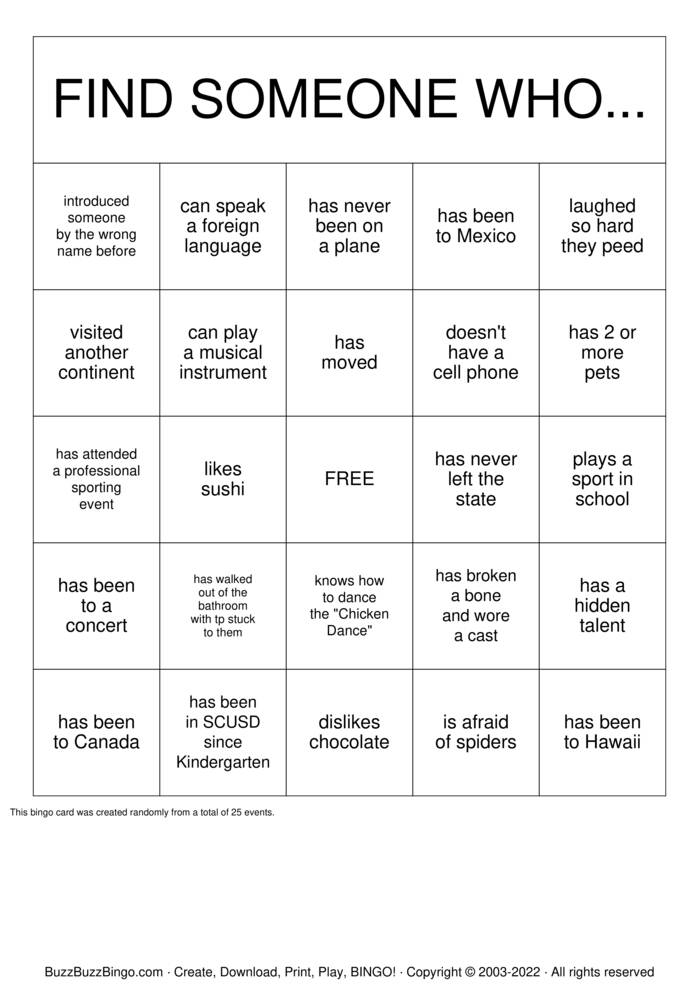 Getting to Know You! Bingo Cards to Download, Print and Customize!