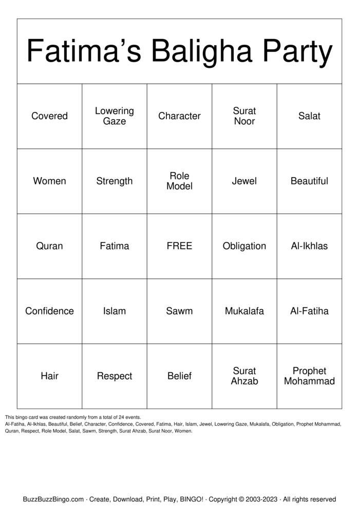 Download Free HIJAB Bingo Cards Download Free HIJAB Bingo Cards