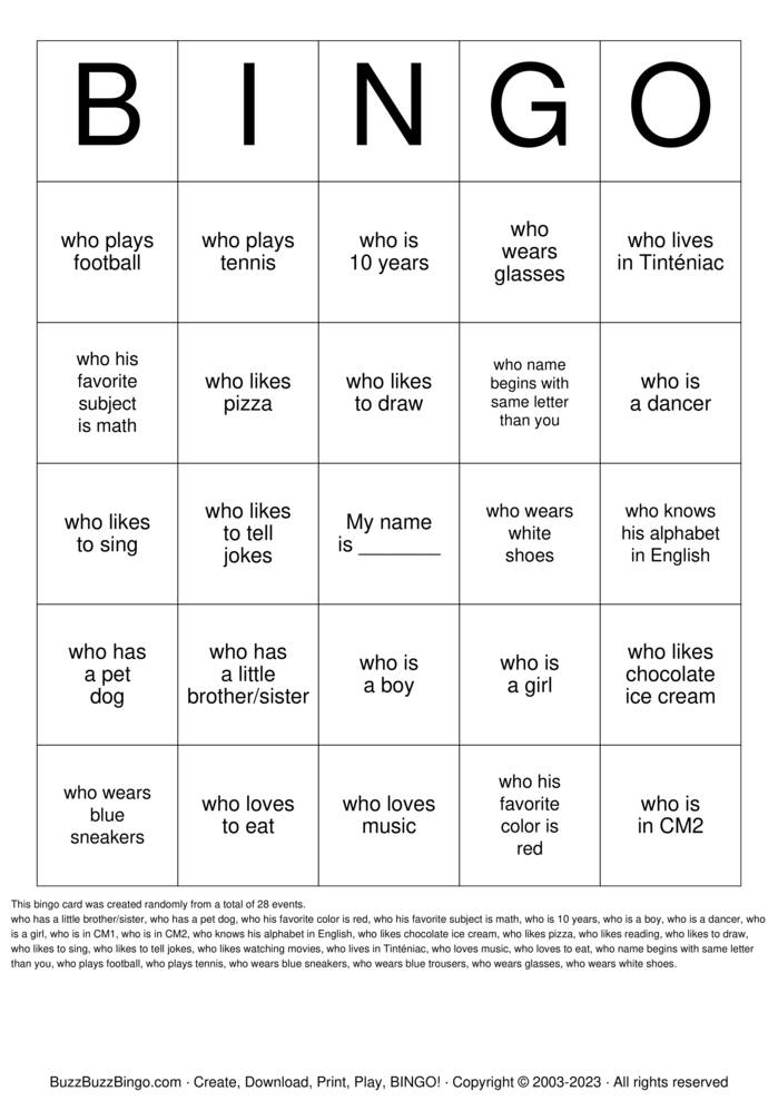 HUMAN BINGO Bingo Cards to Download, Print and Customize!
