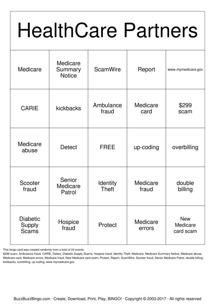 Download Free medicare Bingo Cards