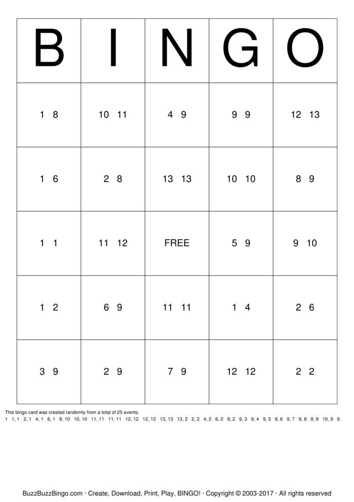 Download Free Custom Bingo Cards Download Free Custom Bingo Cards