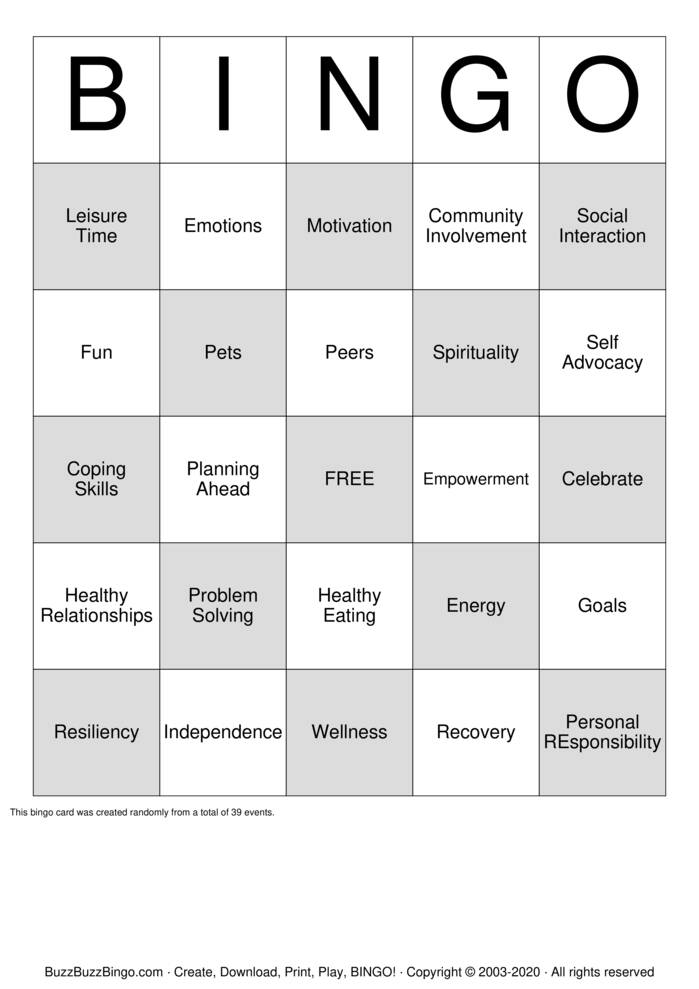 FITNESS Bingo Cards to Download, Print and Customize!