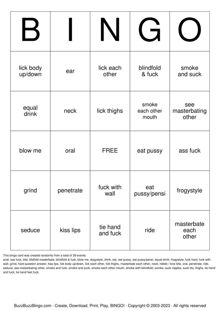 Download Free Foreplay Bingo Cards Download Free Foreplay Bingo Cards