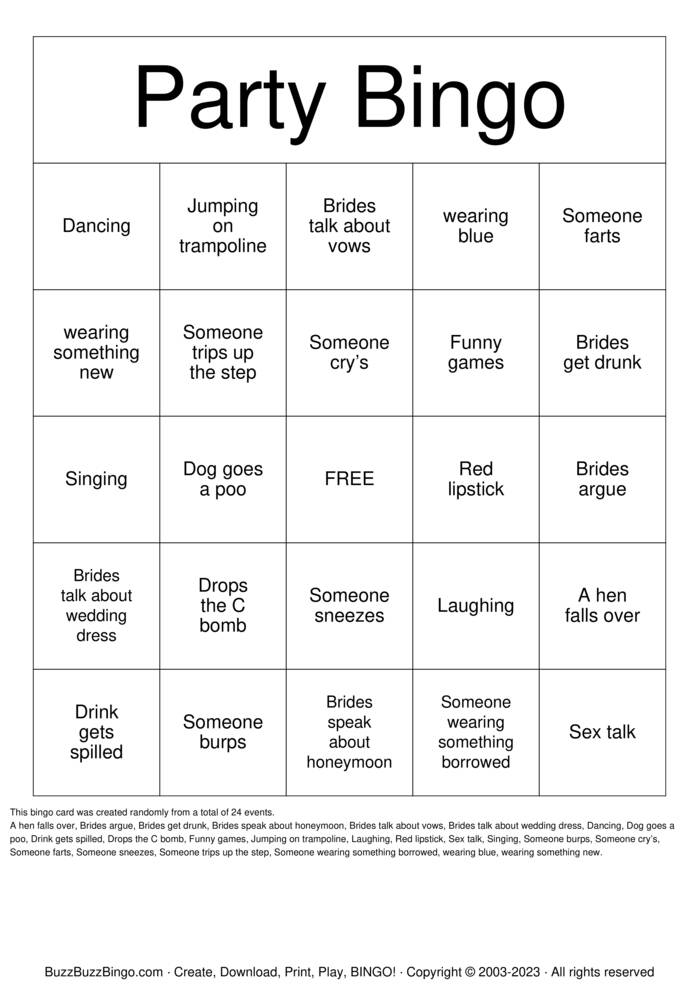 Download Free Hen Bingo Bingo Cards