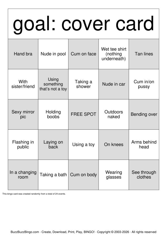 Download Free NSFW pics only Bingo Cards