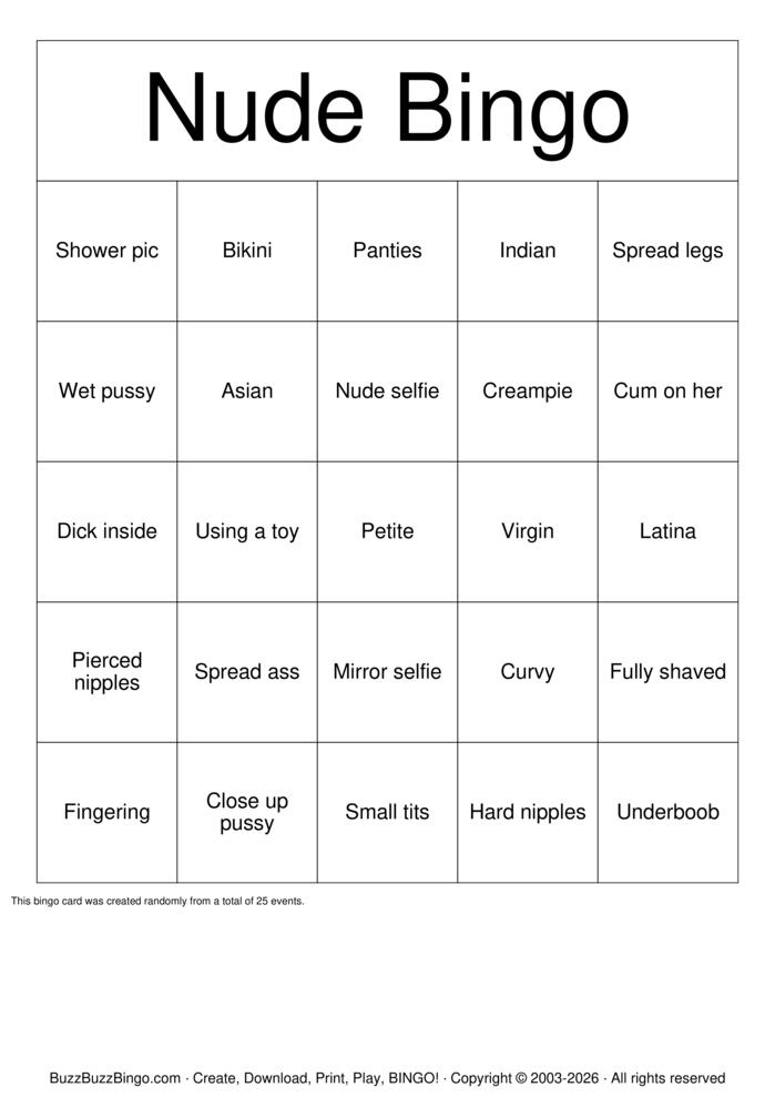 Download Free Nude Bingo Bingo Cards