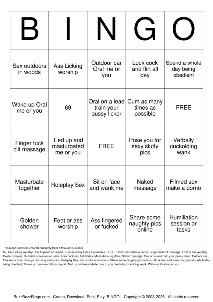 Download Free SLUTTY BINGO Bingo Cards Download Free SLUTTY BINGO Bingo Cards