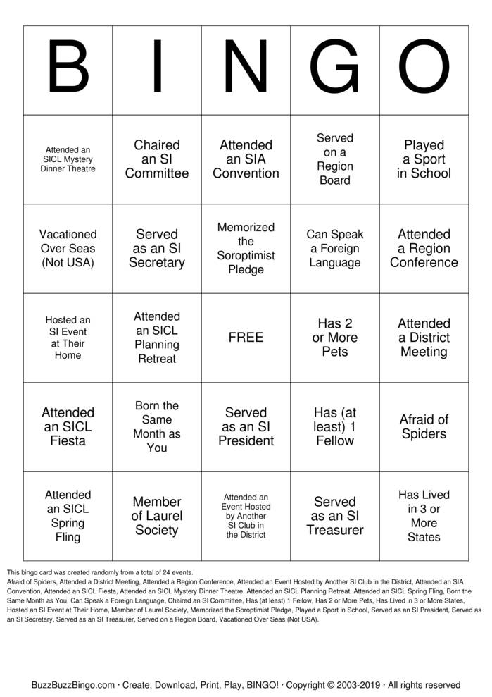 Download Free Soroptimist Bingo Cards