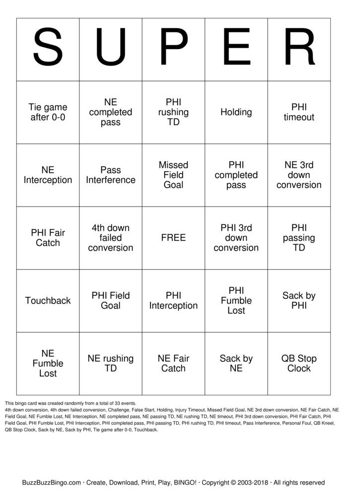 Superbowl Bingo Cards to Download, Print and Customize!