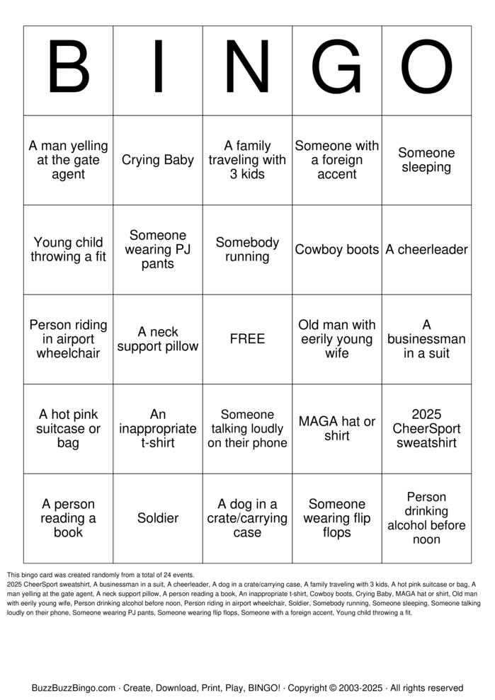 Airport Bingo Cards to Download, Print and Customize!