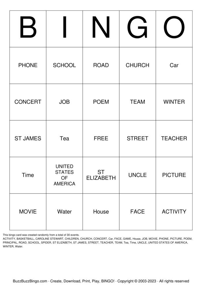 NOUN Bingo Cards to Download, Print and Customize!