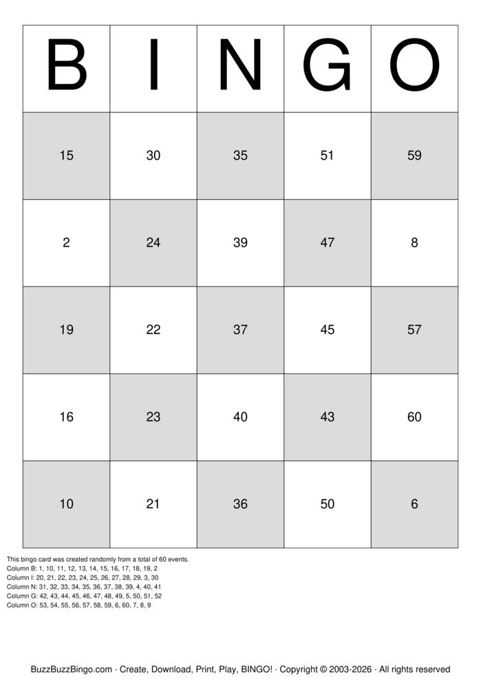 Download Free Numbers 1-64 Bingo Cards