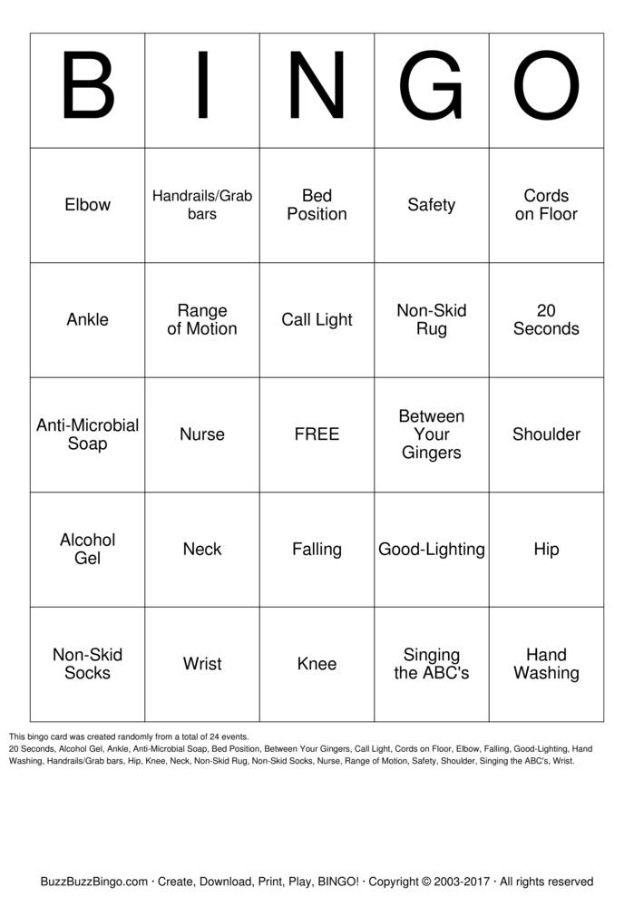 Download Free Safety Bingo Cards