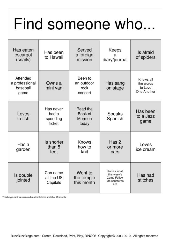 Your Name Bingo Cards to Download, Print and Customize!