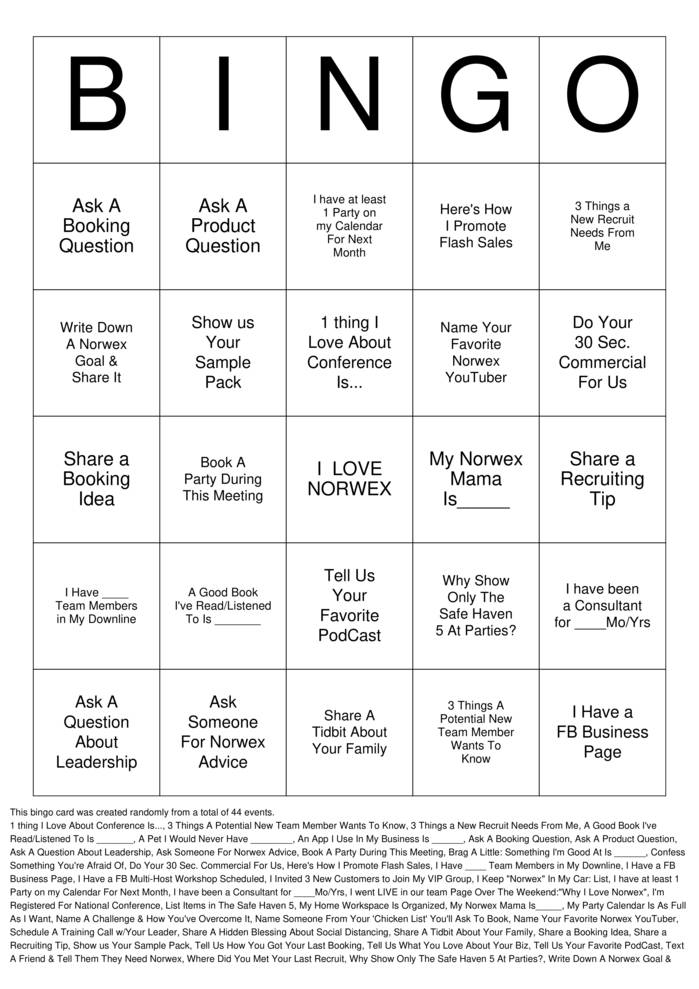 Download Free Custom Bingo Cards