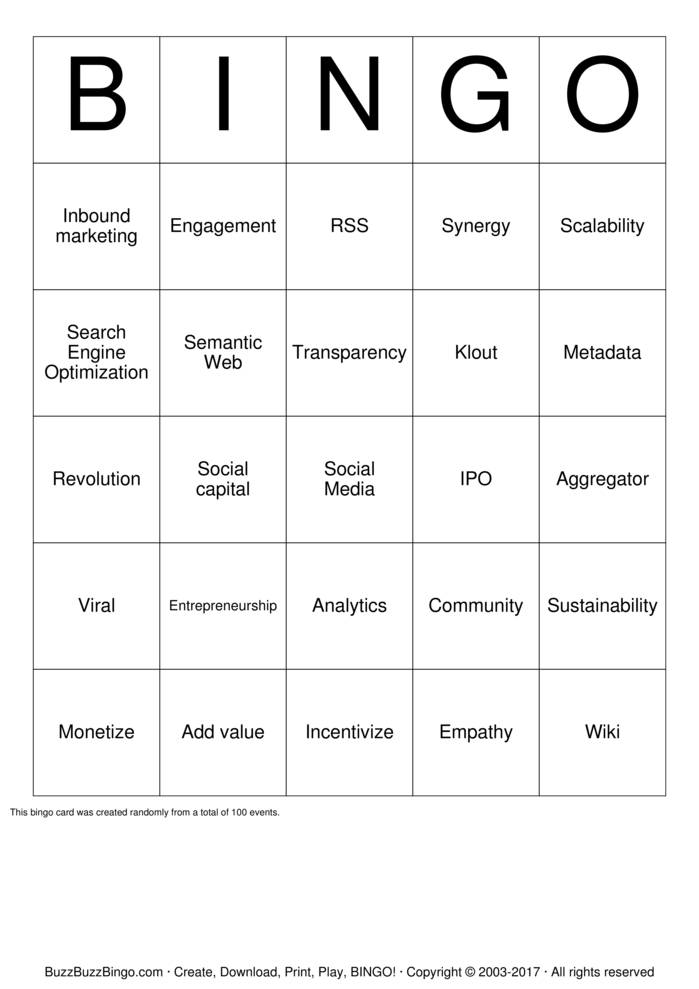 Buzzword Bingo Bingo Cards to Download, Print and Customize!