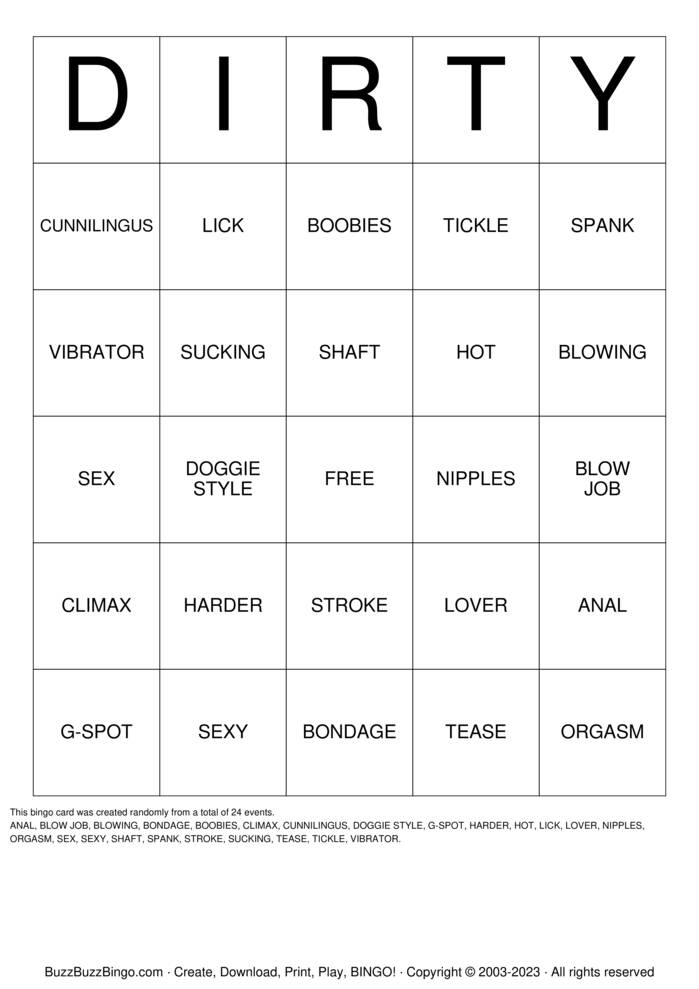 DIRTY Bingo Cards to Download, Print and Customize!