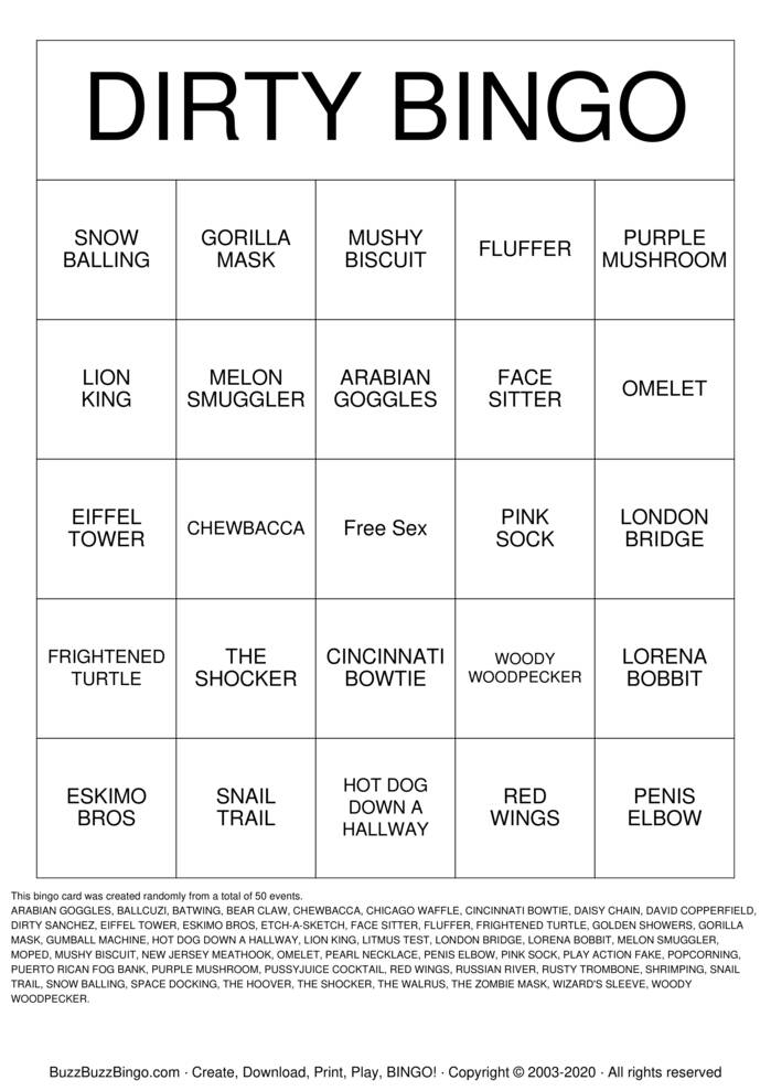 Download Free DIRTY BINGO Bingo Cards Download Free DIRTY BINGO Bingo Cards