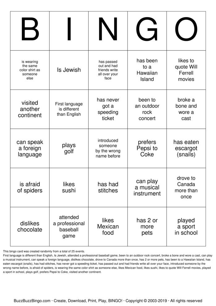 Find Someone Who... Bingo Cards to Download, Print and Customize!