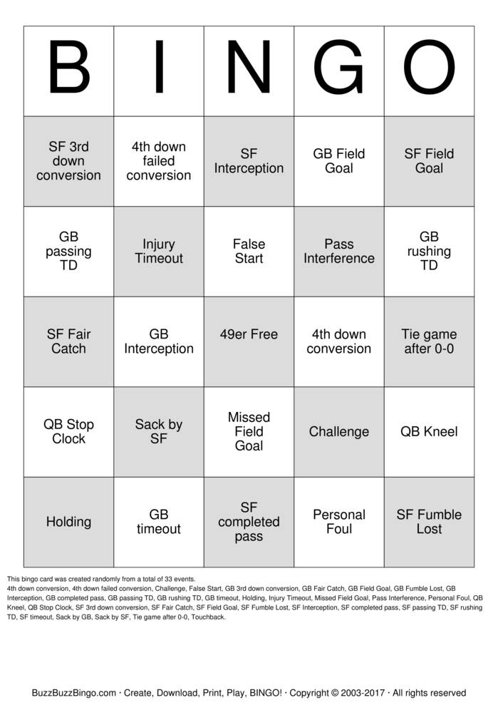 Football Bingo Cards to Download, Print and Customize!