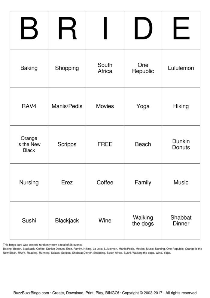 Lauren's Shower Bingo Cards to Download, Print and Customize!
