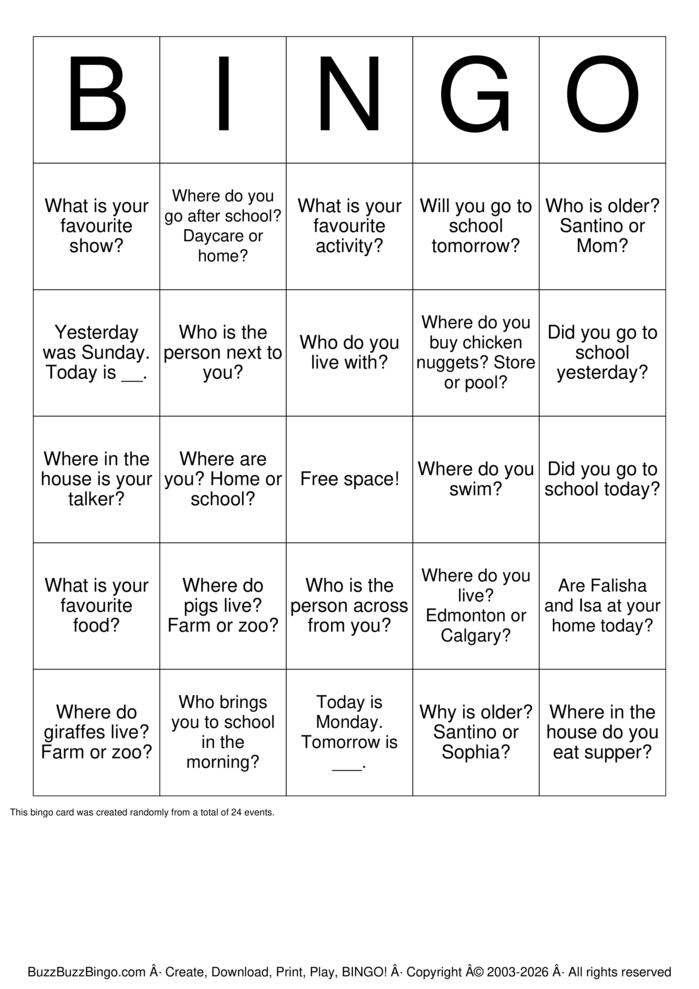 Download Free AAC Bingo Cards