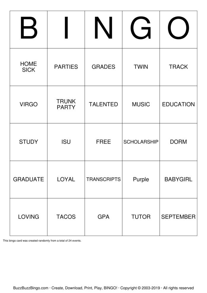 CORDELL S TRUNK PARTY Bingo Cards To Download Print And Customize 