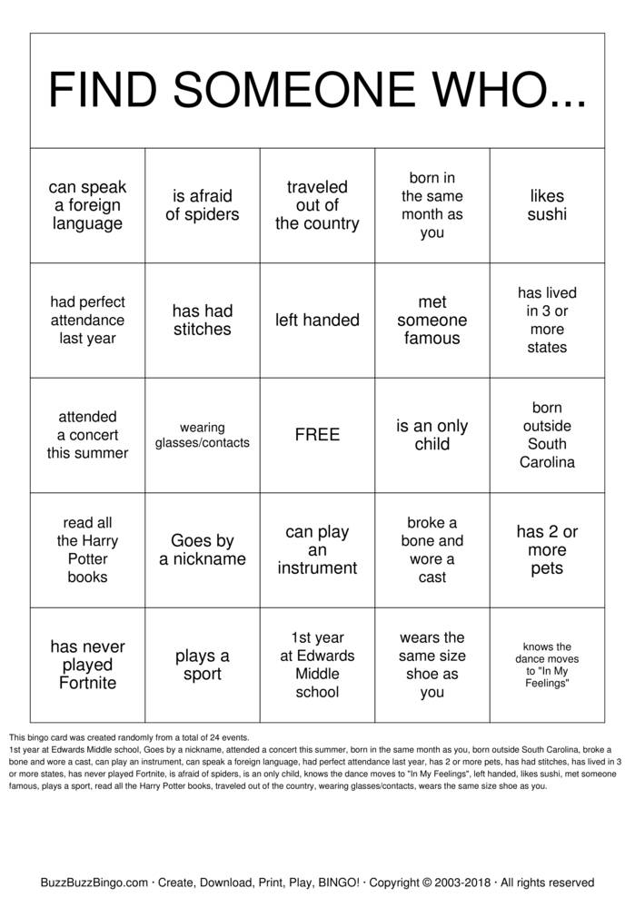 Getting to Know you! Bingo Cards to Download, Print and Customize!