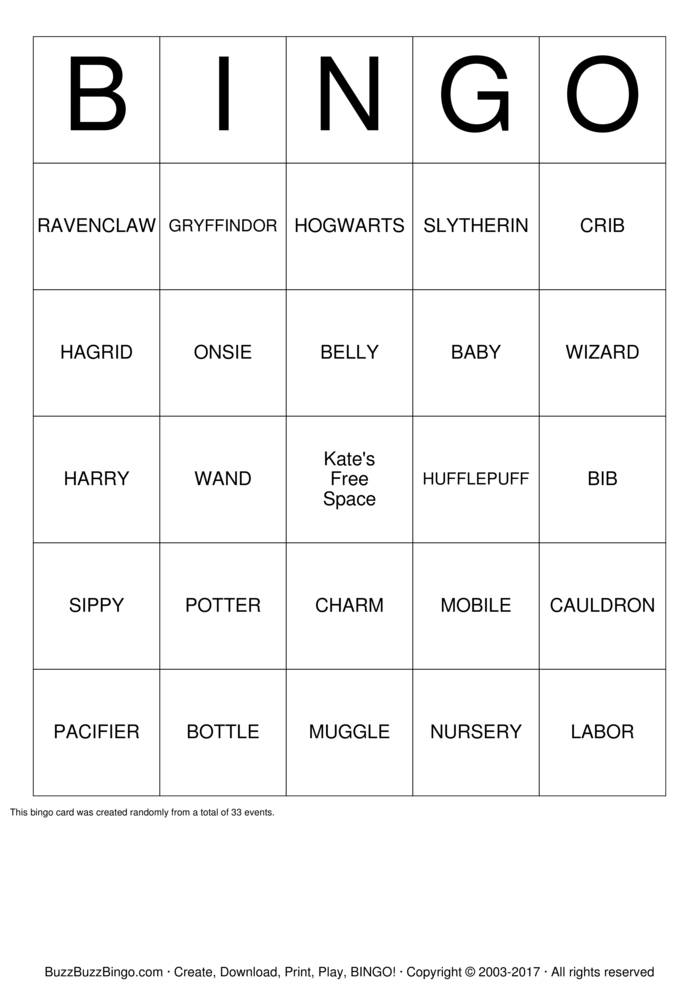 Harry Potter Bingo Walker Edit Bingo Cards to Download, Print and ...