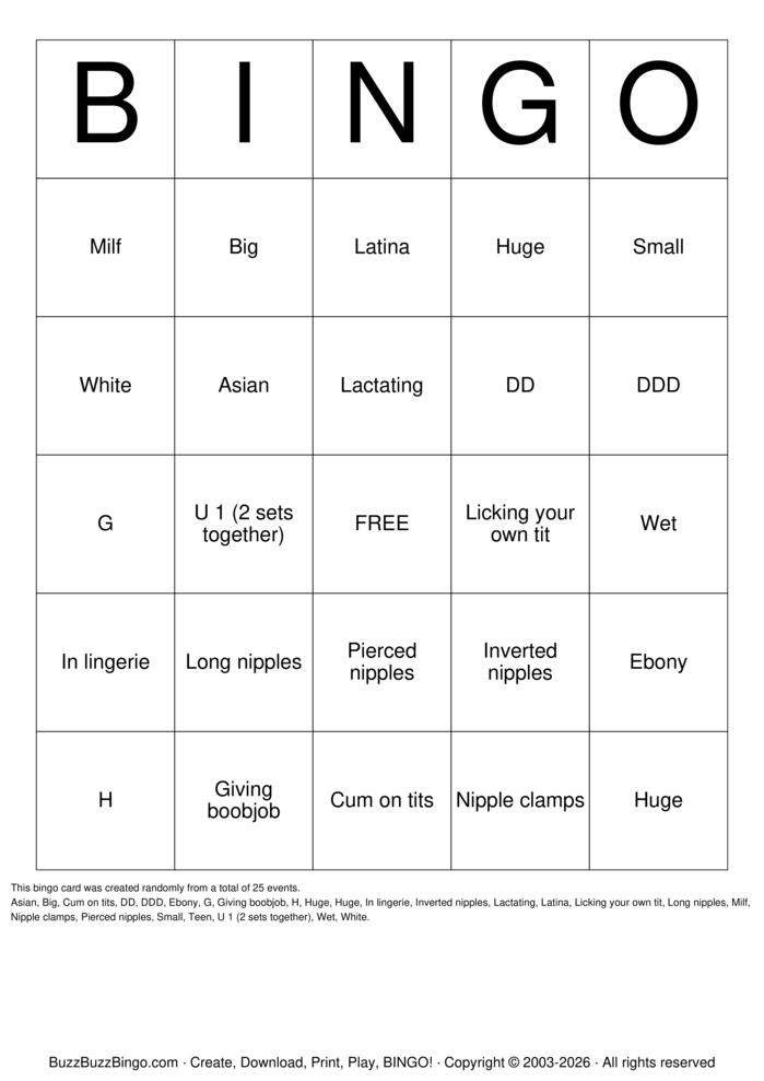 Download Free Purely Boobs Bingo Cards